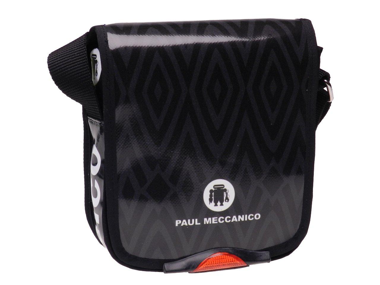 ORGANIZER SHOULDER BAG BLACK AND GREY COLOURS GEOMETRIC FANTASY. MODEL MIPOK MADE OF LORRY TARPAULIN. - Unique Pieces Paul Meccanico