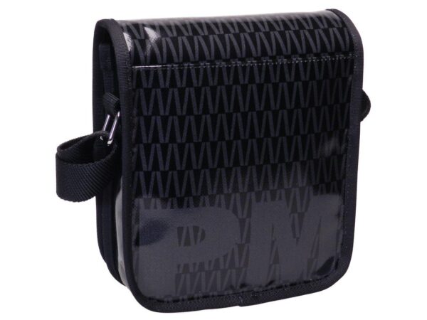 ORGANIZER SHOULDER BAG BLACK AND GREY COLOURS MINI GEOMETRIC FANTASY. MIPOK MODEL MADE OF LORRY TARPAULIN. - Unique Pieces Paul Meccanico