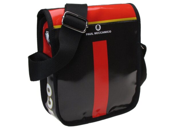 ORGANIZER SHOULDER BAG BLACK AND RED COLOURS. MODEL MIPOK MADE OF LORRY TARPAULIN. - Unique Pieces Paul Meccanico