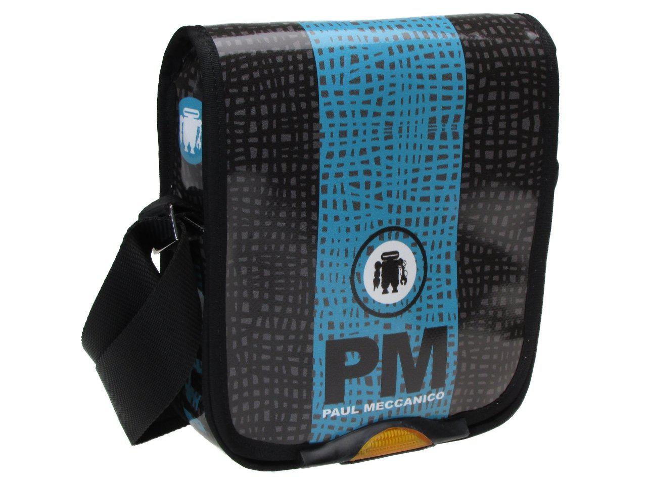 ORGANIZER SHOULDER BAG BLACK AND TURQUOISE COLOURS. MODEL MIPOK MADE OF LORRY TARPAULIN. - Unique Pieces Paul Meccanico