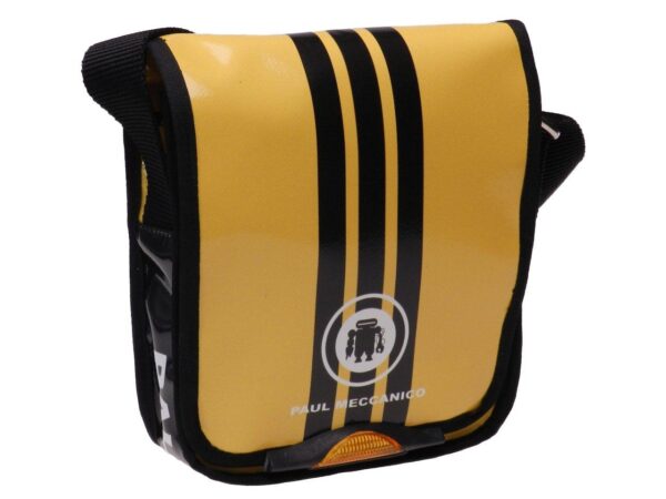 CROSSBODY BAG BLACK AND YELLOW. MODEL MIPOK MADE OF LORRY TARPAULIN. - Unique Pieces Paul Meccanico