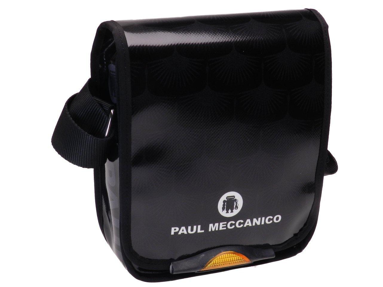 ORGANIZER SHOULDER BAG BLACK COLOUR WITH "JAPANESE SUN" FANTASY. MODEL MIPOK MADE OF LORRY TARPAULIN. - Unique Pieces Paul Meccanico