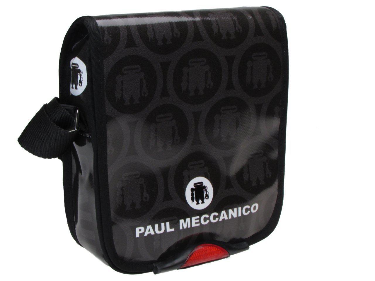 ORGANIZER SHOULDER BAG BLACK COLOUR WITH PAUL MECCANICO ROBOTS. MODEL MIPOK MADE OF LORRY TARPAULIN. - Unique Pieces Paul Meccanico
