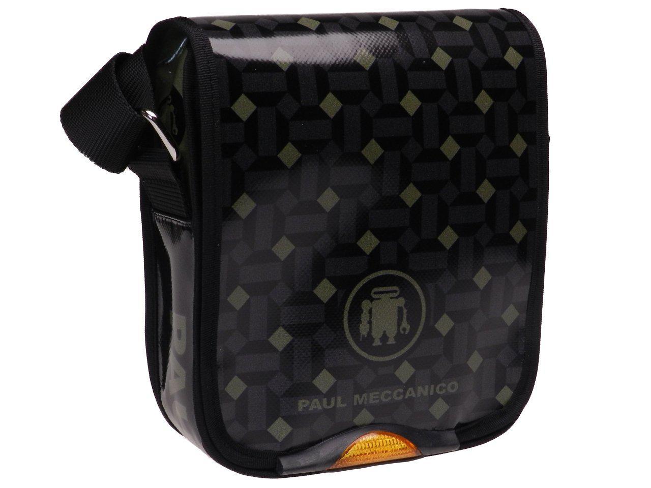 ORGANIZER SHOULDER BAG BLACK, GREY AND DARK GREEN COLOURS WEAVE PATTERN. MODEL MIPOK MADE OF LORRY TARPAULIN. - Unique Pieces Paul Meccanico