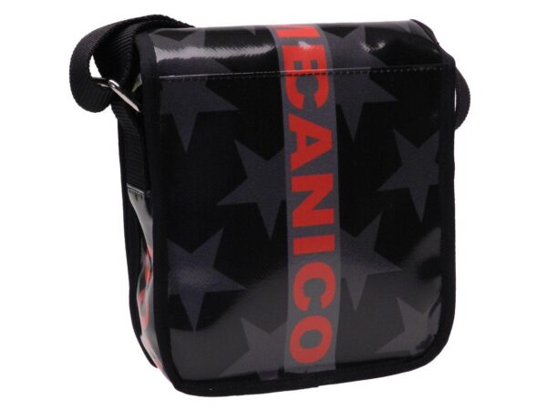ORGANIZER SHOULDER BAG BLACK, GREY AND RED COLOURS WITH STARS PATTERN. MODEL MIPOK MADE OF LORRY TARPAULIN. - Unique Pieces Paul Meccanico