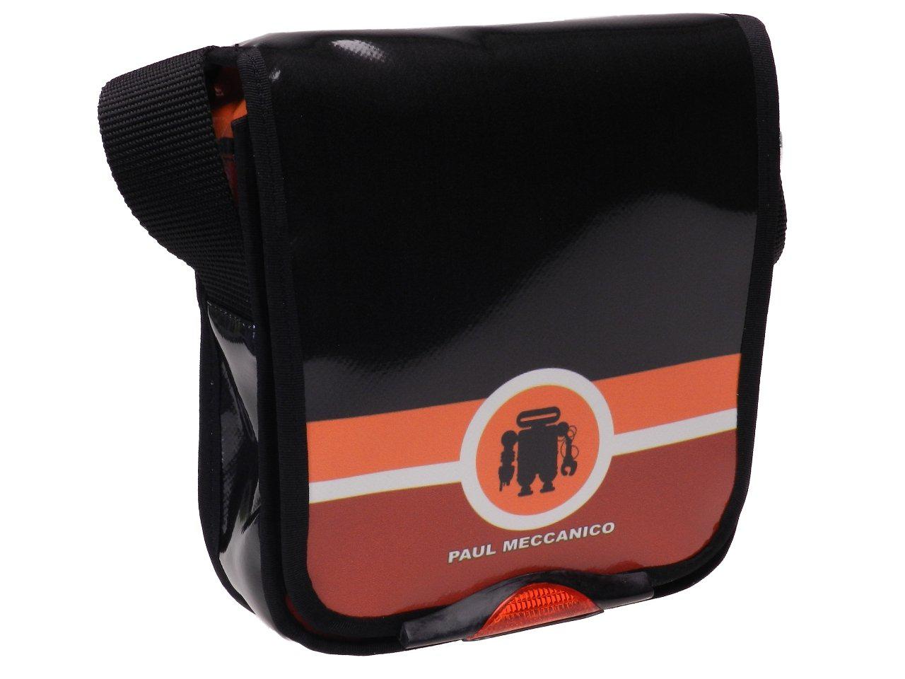 ORGANIZER SHOULDER BAG BLACK, ORANGE AND RED COLOURS. MODEL MIPOK MADE OF LORRY TARPAULIN. - Unique Pieces Paul Meccanico