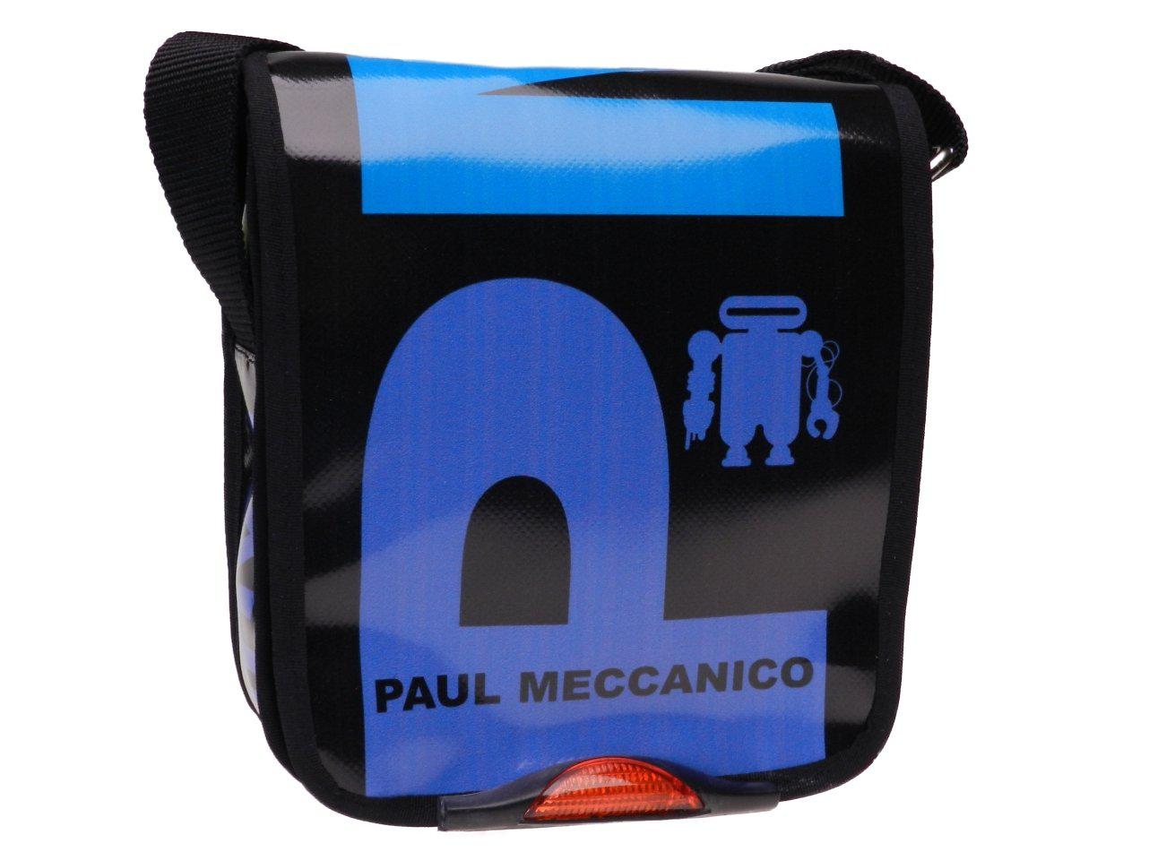 ORGANIZER SHOULDER BAG BLACK, TURQUOISE AND LIGHT BLUE COLOURS. MODEL MIPOK MADE OF LORRY TARPAULIN. - Unique Pieces Paul Meccanico