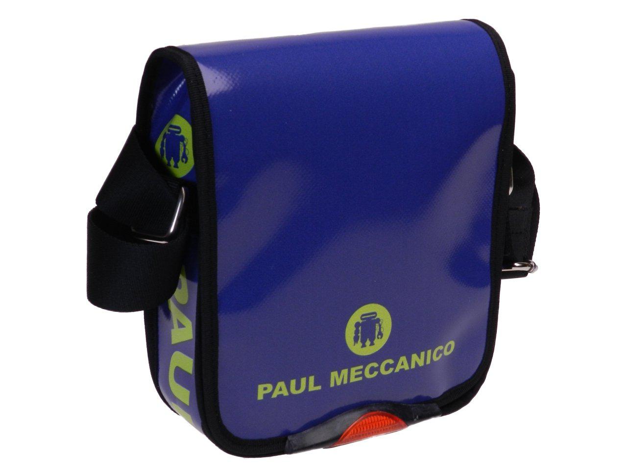 ORGANIZER SHOULDER BAG BLUE AND FLUORESCENT GREEN COLOURS. MODEL MIPOK MADE OF LORRY TARPAULIN. - Unique Pieces Paul Meccanico