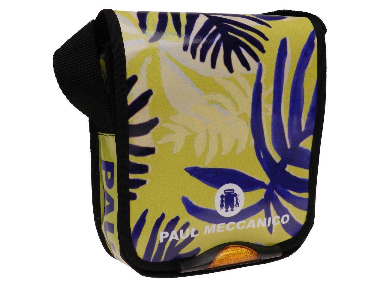 ORGANIZER SHOULDER BAG BLUE AND GREEN COLOURS PALM FANTASY. MODEL MIPOK MADE OF LORRY TARPAULIN. - Unique Pieces Paul Meccanico