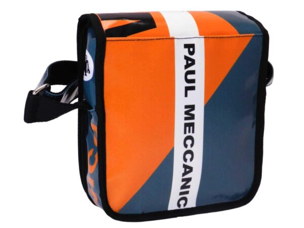 ORGANIZER SHOULDER BAG BLUE AND ORANGE COLOURS. MIPOK MODEL MADE OF LORRY TARPAULIN. - Unique Pieces Paul Meccanico