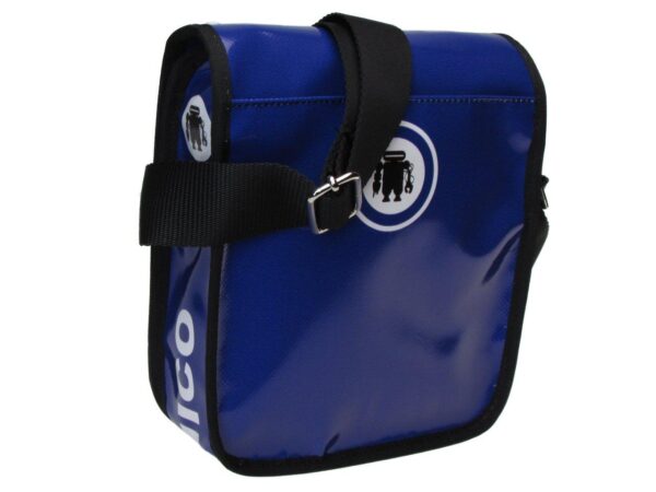 ORGANIZER SHOULDER BAG BLUE AND WHITE COLOURS. MODEL MIPOK MADE OF LORRY TARPAULIN. - Unique Pieces Paul Meccanico