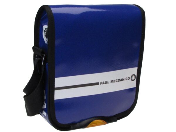 ORGANIZER SHOULDER BAG BLUE AND WHITE COLOURS. MODEL MIPOK MADE OF LORRY TARPAULIN. - Unique Pieces Paul Meccanico