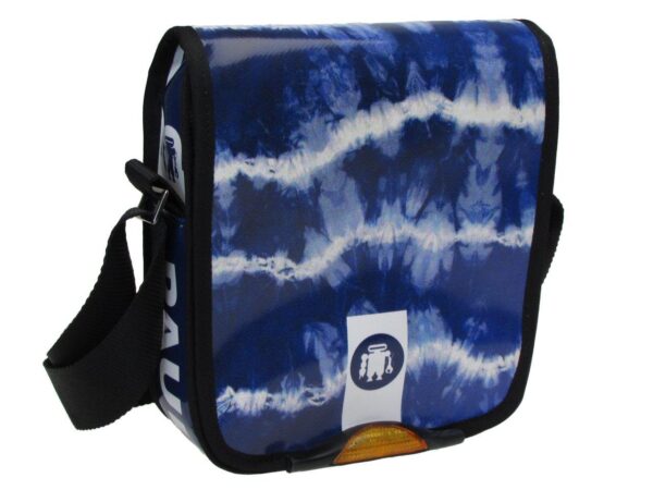 ORGANIZER SHOULDER BAG BLUE COLOUR TIE DYE FANTASY. MODEL MIPOK MADE OF LORRY TARPAULIN. - Unique Pieces Paul Meccanico