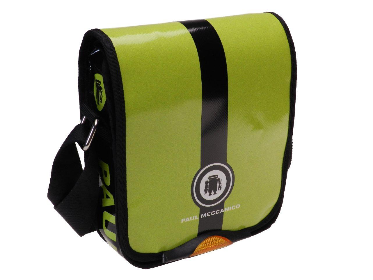 ORGANIZER SHOULDER BAG FLUORESCENT GREEN COLOUR. MODEL MIPOK MADE OF LORRY TARPAULIN. - Unique Pieces Paul Meccanico