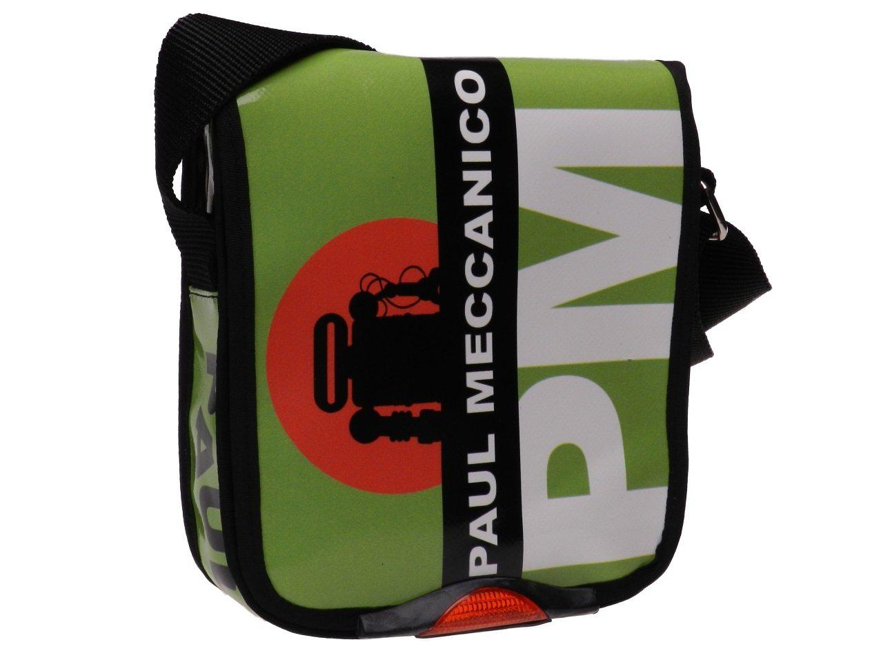 ORGANIZER SHOULDER BAG FLUORESCENT GREEN. MODEL MIPOK MADE OF LORRY TARPAULIN. - Unique Pieces Paul Meccanico