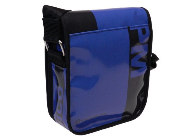 ORGANIZER SHOULDER BAG LIGHT BLUE AND ANTHRACITE COLOURS. MODEL MIPOK MADE OF LORRY TARPAULIN. - Unique Pieces Paul Meccanico