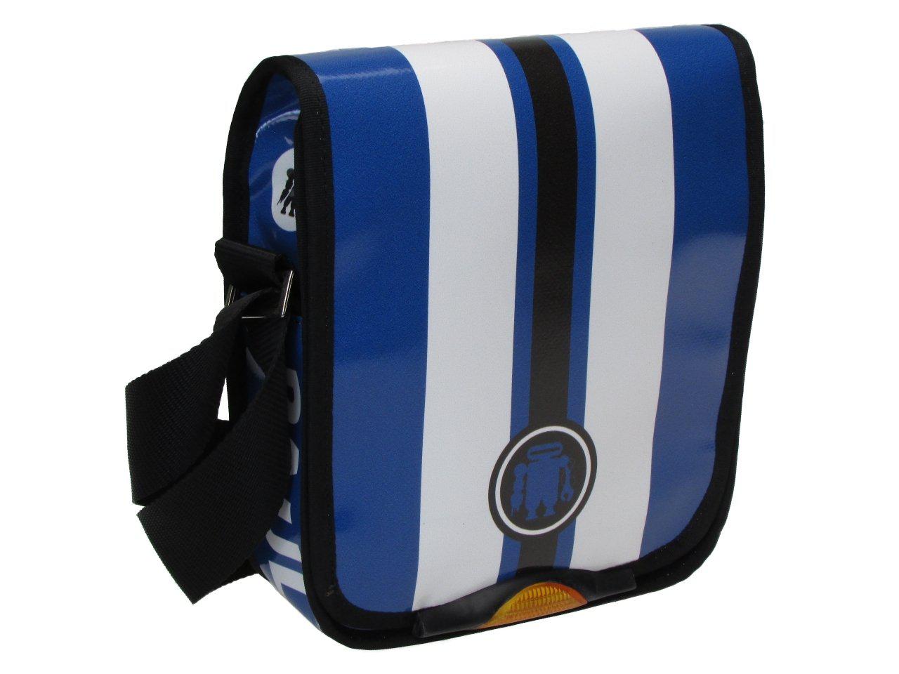 CROSSBODY BAG LIGHT BLUE AND WHITE. MODEL MIPOK MADE OF LORRY TARPAULIN. - Unique Pieces Paul Meccanico