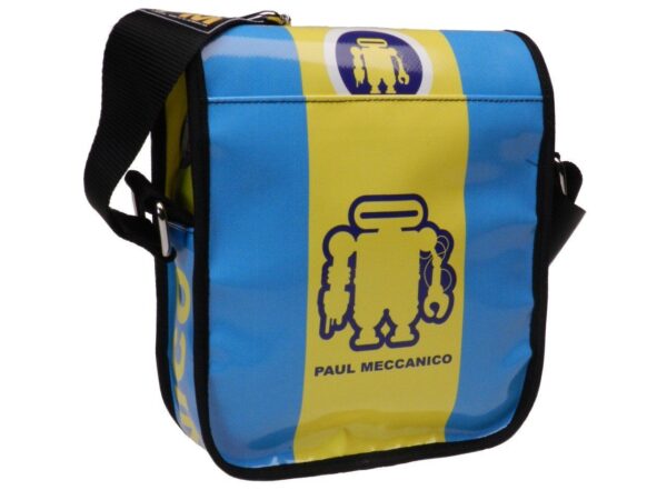 CROSSBODY BAG LIGHT BLUE AND YELLOW. MODEL MIPOK MADE OF LORRY TARPAULIN. - Unique Pieces Paul Meccanico