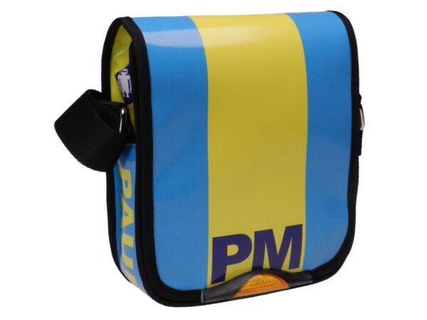 CROSSBODY BAG LIGHT BLUE AND YELLOW. MODEL MIPOK MADE OF LORRY TARPAULIN. - Unique Pieces Paul Meccanico