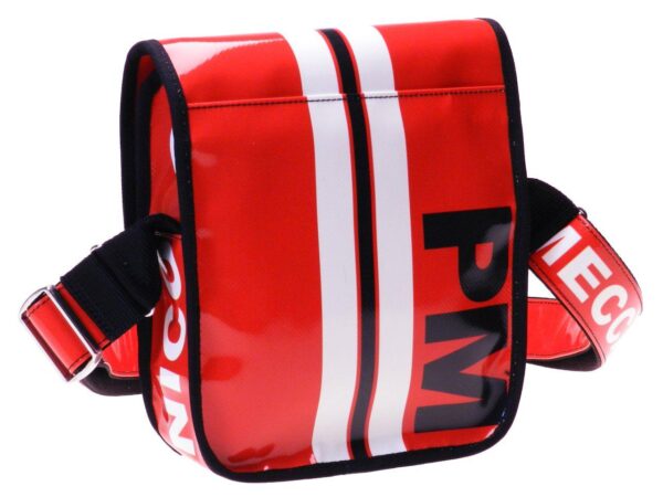 ORGANIZER SHOULDER BAG MADE OF LORRY TARPAULIN RED COLOR. MIPOK MODEL BY PAUL MECCANICO. - Unique Pieces Paul Meccanico