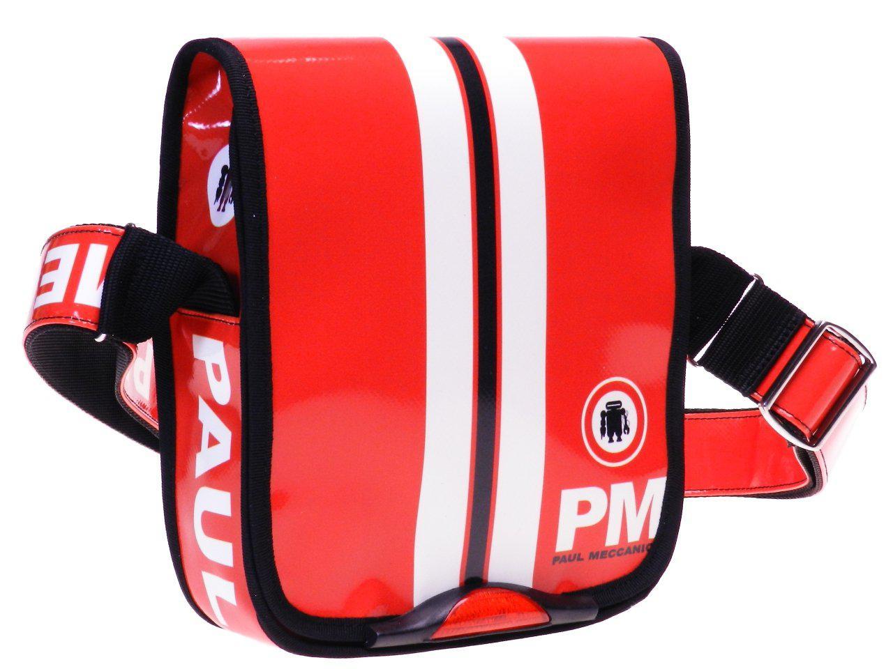 ORGANIZER SHOULDER BAG MADE OF LORRY TARPAULIN RED COLOR. MIPOK MODEL BY PAUL MECCANICO. - Unique Pieces Paul Meccanico