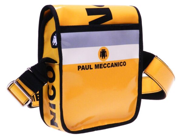 ORGANIZER SHOULDER BAG MADE OF LORRY TARPAULIN YELLOW COLOR. MIPOK MODEL BY PAUL MECCANICO. - Unique Pieces Paul Meccanico