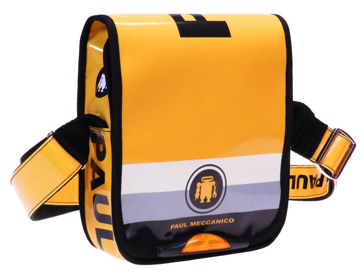 ORGANIZER SHOULDER BAG MADE OF LORRY TARPAULIN YELLOW COLOR. MIPOK MODEL BY PAUL MECCANICO. - Unique Pieces Paul Meccanico