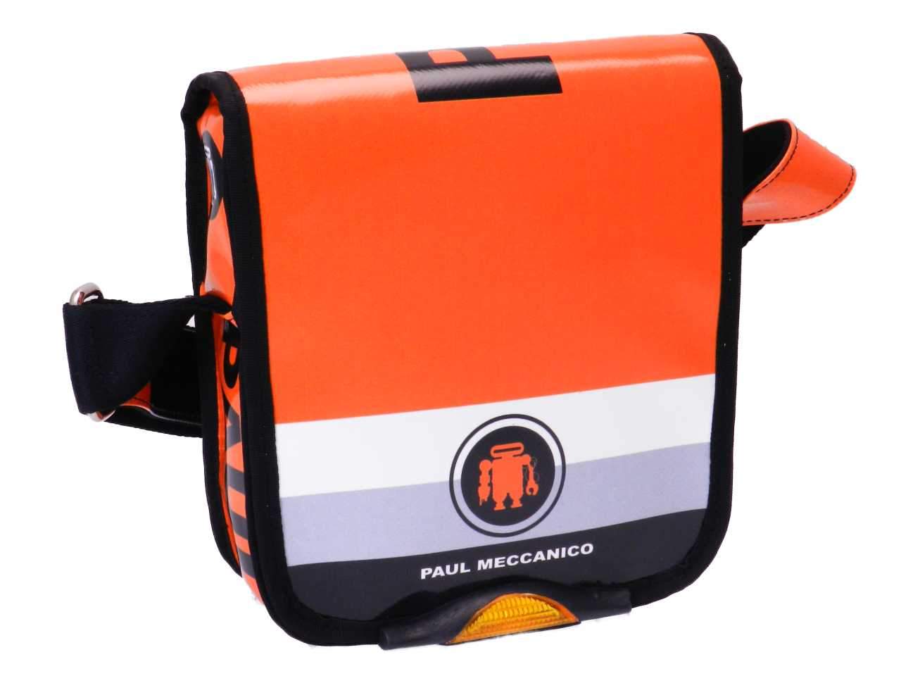 ORGANIZER SHOULDER BAG ORANGE COLOR. MIPOK MODEL MADE OF LORRY TARPAULIN. - Unique Pieces Paul Meccanico