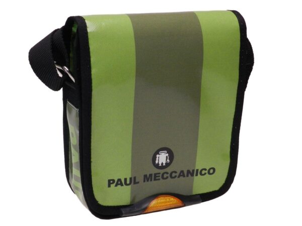 ORGANIZER SHOULDER BAG PAUL MECCANICO GREEN AND DARK GREEN COLOURS. MODEL MIPOK MADE OF LORRY TARPAULIN. - Unique Pieces Paul Meccanico