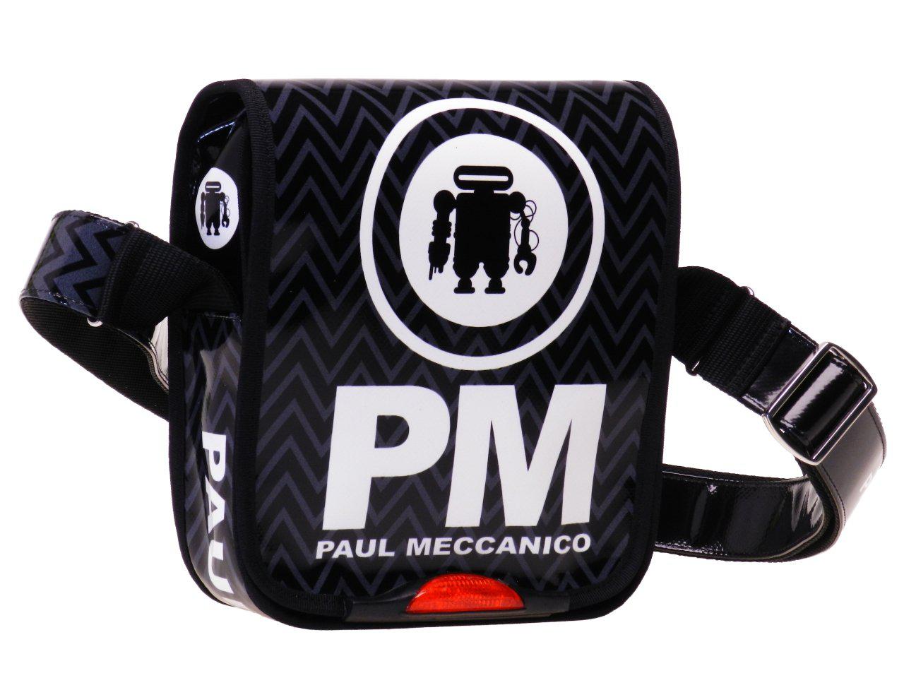 ORGANIZER SHOULDER BAG PAUL MECCANICO. MIPOK MODEL BLACK COLOUR ZIG ZAG FANTASY. - Unique Pieces Paul Meccanico