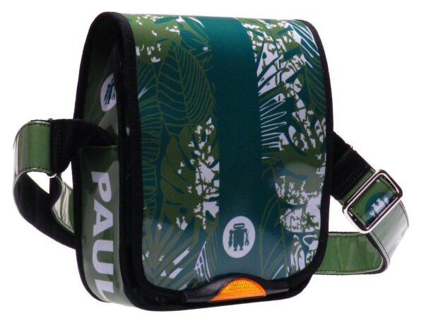 ORGANIZER SHOULDER BAG PAUL MECCANICO. MIPOK MODEL DARK OLIVE GREEN COLOUR PALM FANTASY. - Unique Pieces Paul Meccanico