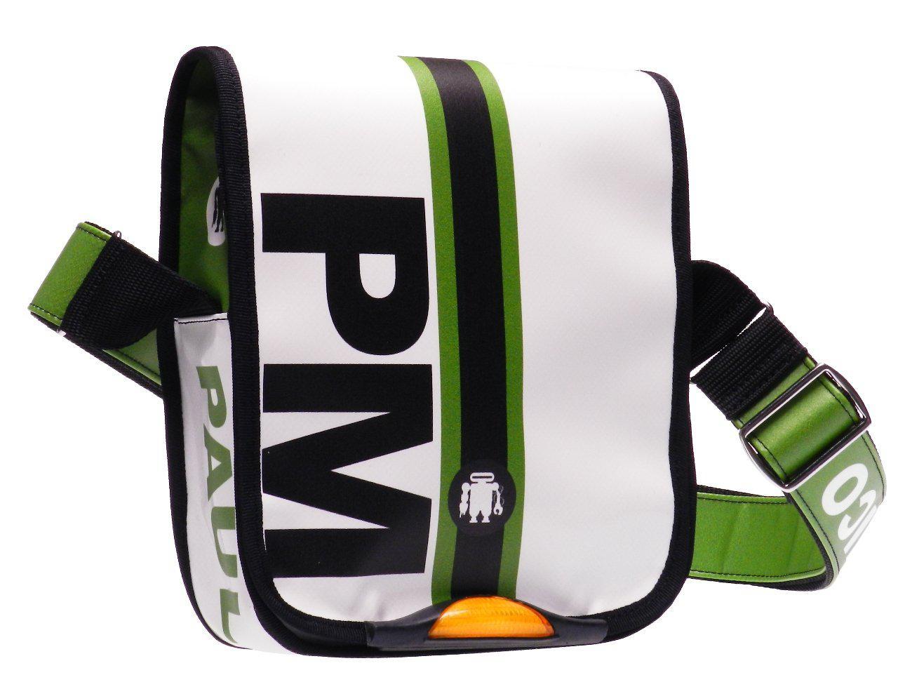 ORGANIZER SHOULDER BAG PAUL MECCANICO. MIPOK MODEL WHITE AND GREEN COLOURS. - Unique Pieces Paul Meccanico