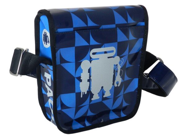 ORGANIZER SHOULDER BAG PAUL MECCANICO. MODEL MIPOK COLOUR AIR FORCE BLUE WITH OPTICAL PATTERN. - Unique Pieces Paul Meccanico