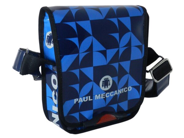 ORGANIZER SHOULDER BAG PAUL MECCANICO. MODEL MIPOK COLOUR AIR FORCE BLUE WITH OPTICAL PATTERN. - Unique Pieces Paul Meccanico