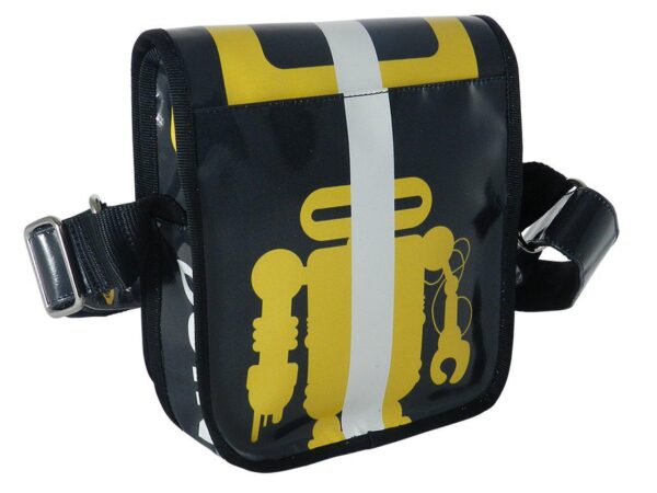 ORGANIZER SHOULDER BAG PAUL MECCANICO. MODEL MIPOK COLOUR BLACK AND YELLOW WITH PAUL MECCANICO PATTERN. - Unique Pieces Paul Meccanico