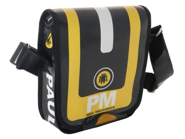 ORGANIZER SHOULDER BAG PAUL MECCANICO. MODEL MIPOK COLOUR BLACK AND YELLOW WITH PAUL MECCANICO PATTERN. - Unique Pieces Paul Meccanico