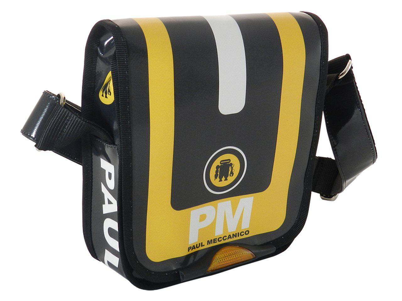 ORGANIZER SHOULDER BAG PAUL MECCANICO. MODEL MIPOK COLOUR BLACK AND YELLOW WITH PAUL MECCANICO PATTERN. - Unique Pieces Paul Meccanico
