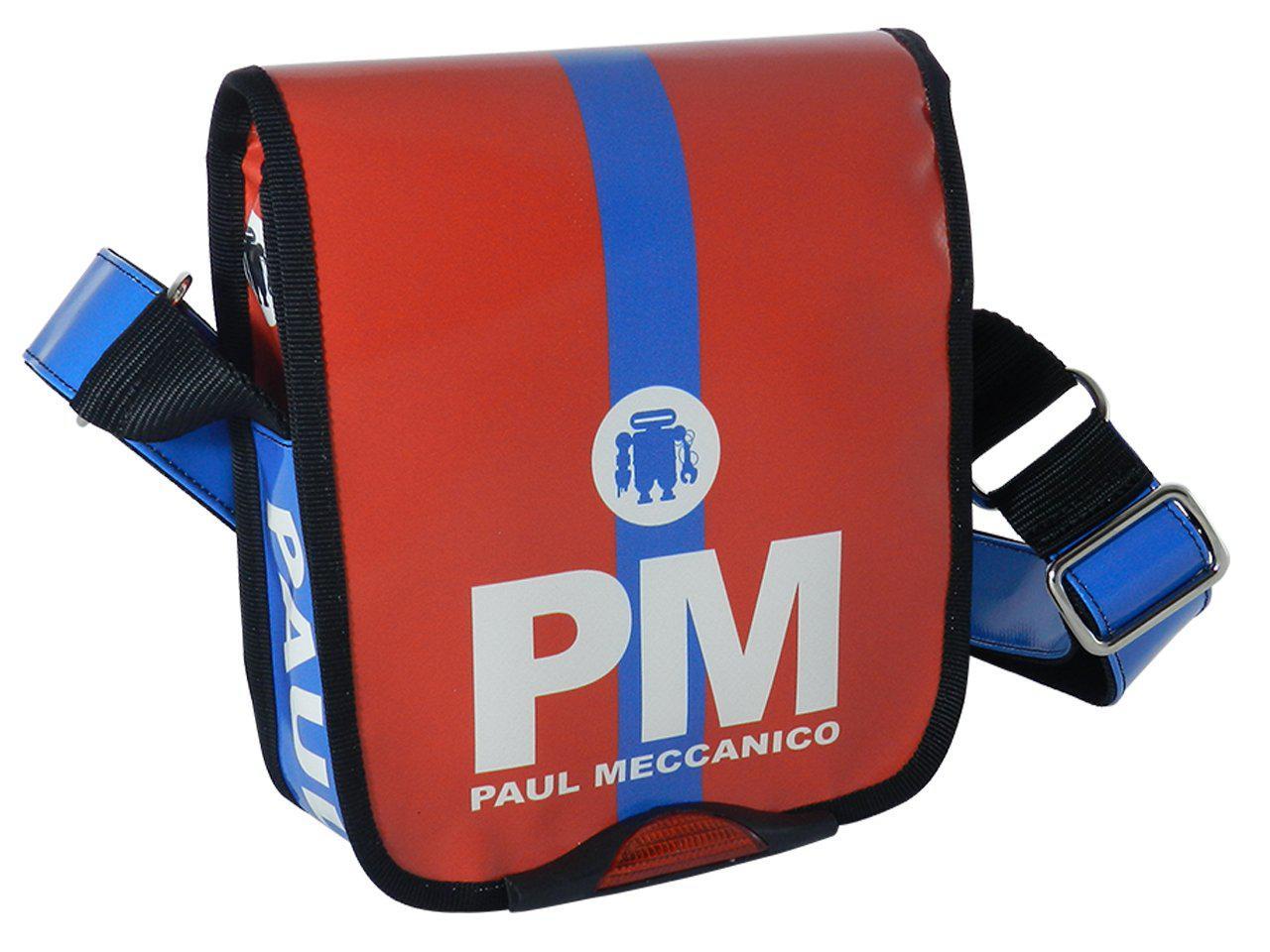 ORGANIZER SHOULDER BAG PAUL MECCANICO. MODEL MIPOK COLOUR RED AND MID BLUE WITH PAUL MECCANICO'S PATTERN. - Unique Pieces Paul Meccanico