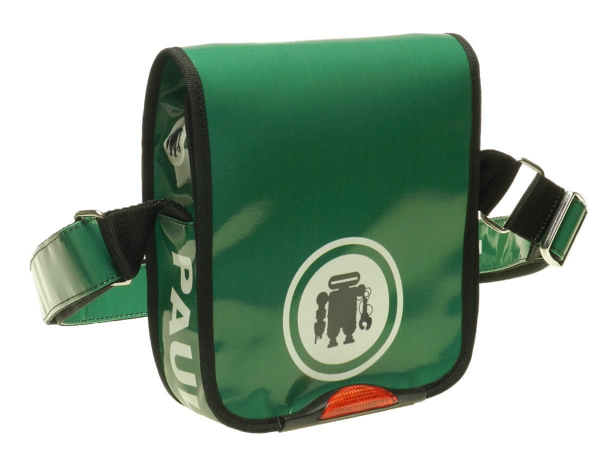 GREEN CROSSBODY BAG PAUL MECCANICO. MODEL MIPOK MADE OF LORRY TARPAULIN.. - Unique Pieces Paul Meccanico