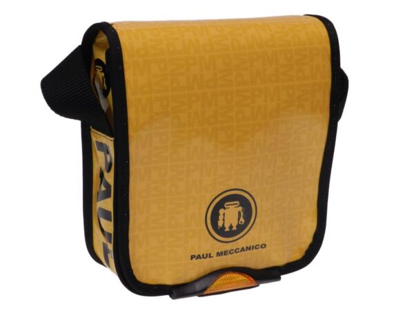 ORGANIZER SHOULDER BAG PAUL MECCANICO. MODEL MIPOK YELLOW COLOUR LETTERING FANTASY. - Unique Pieces Paul Meccanico