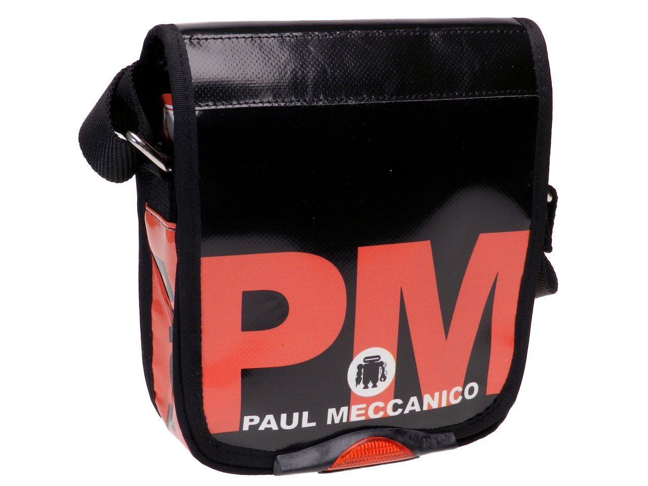 ORGANIZER SHOULDER BAG PAUL MECCANICO RED AND BLACK COLOURS. MODEL MIPOK MADE OF LORRY TARPAULIN. - Unique Pieces Paul Meccanico