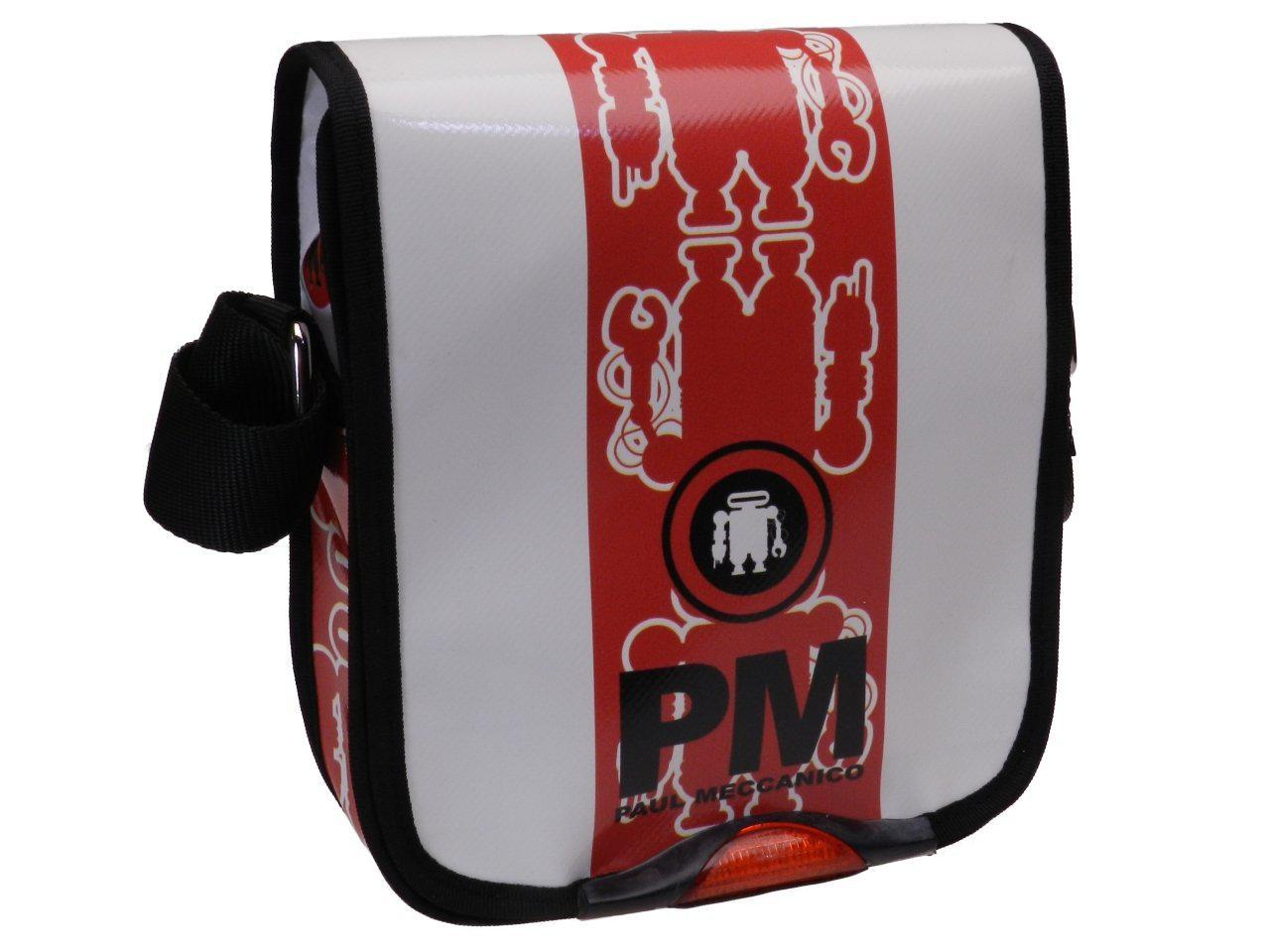 CROSSBODY BAG WHITE AND RED. MODEL MIPOK MADE OF LORRY TARPAULIN. - Unique Pieces Paul Meccanico
