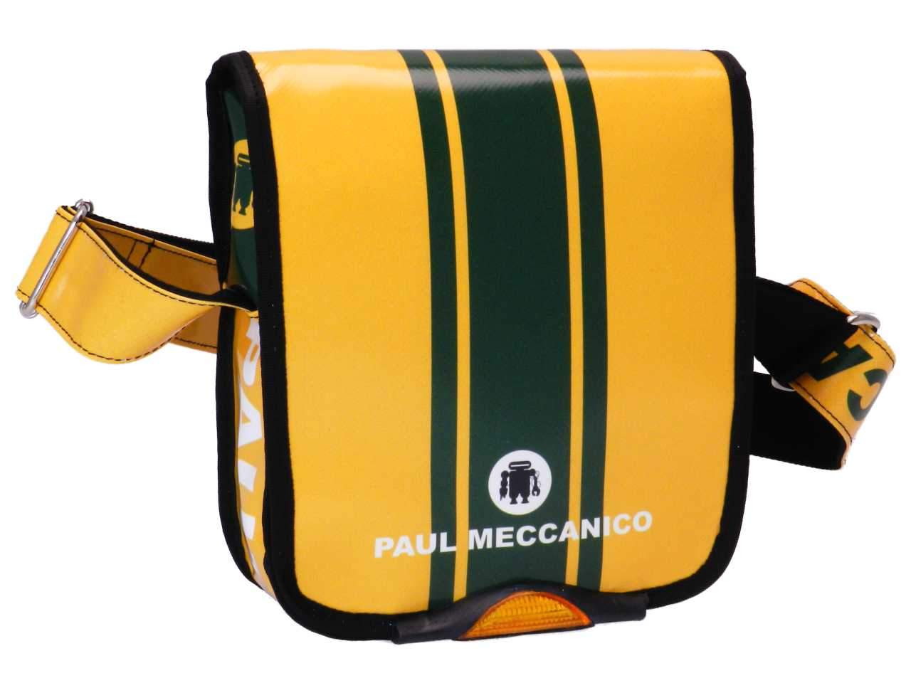 ORGANIZER SHOULDER BAG YELLOW AND GREE COLOURS. MIPOK MODEL MADE OF LORRY TARPAULIN. - Unique Pieces Paul Meccanico