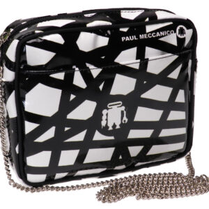 CLUTCH BLACK AND WHITE WOVEN FANTASY. PARK MODEL MADE OF LORRY TARPAULIN. - Limited Edition Paul Meccanico