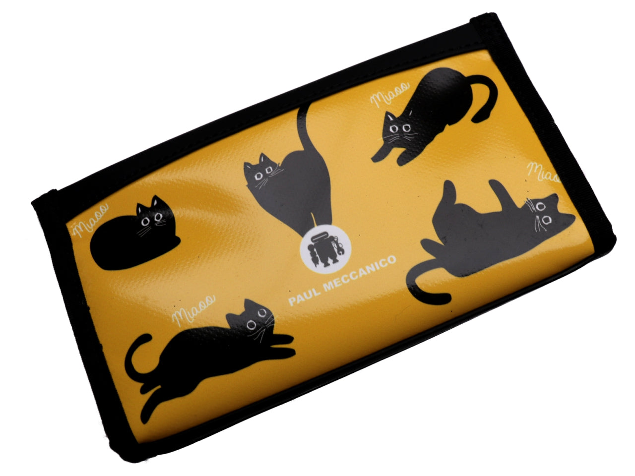 LARGE WOMEN'S WALLET BLACK AND YELLOW "CAT". MODEL PIT MADE OF LORRY TARPAULIN. - Limited Edition Paul Meccanico