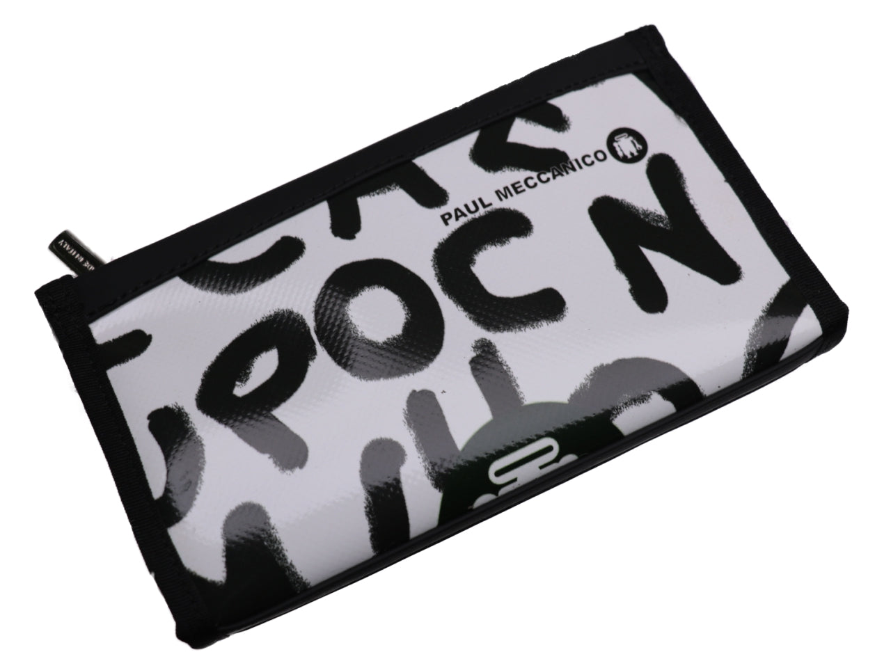 LARGE WOMEN'S WALLET BLACK AND WHITE "LETTERS". MODEL PIT MADE OF LORRY TARPAULIN. - Limited Edition Paul Meccanico