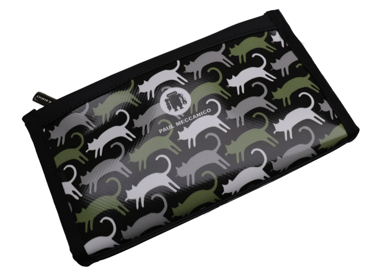 LARGE WOMEN'S WALLET GREEN, GREY AND WHITE "CATS". MODEL PIT MADE OF LORRY TARPAULIN. - Limited Edition Paul Meccanico