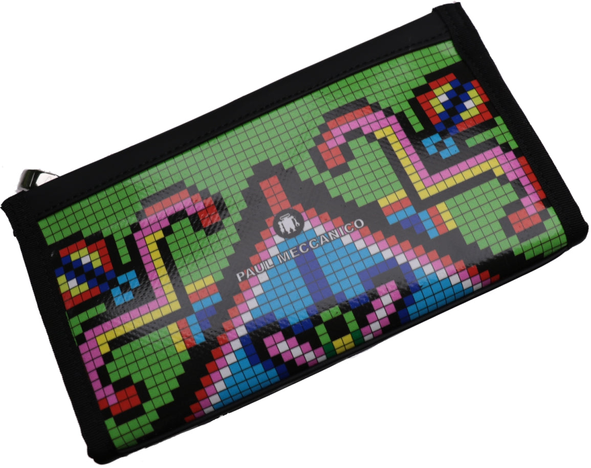 ...LARGE WOMEN'S WALLET PIXEL. PIT MODEL MADE OF LORRY TARPAULIN. - Limited Edition Paul Meccanico