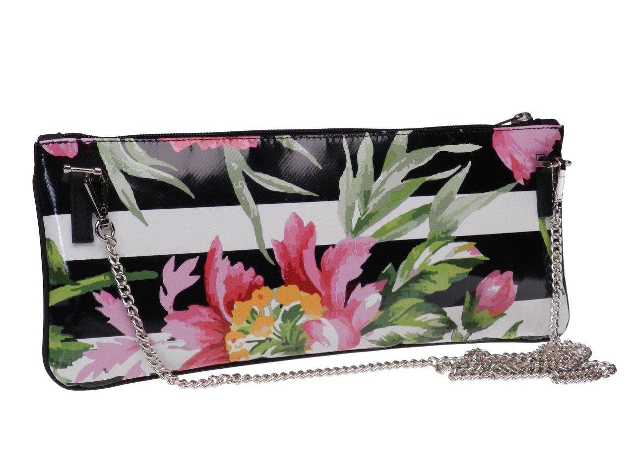 POCHETTE PAUL MECCANICO BLACK AND WHITE FLORAL FANTASY. RIBELLA MODEL MADE OF LORRY TARPAULIN. - Unique Pieces Paul Meccanico