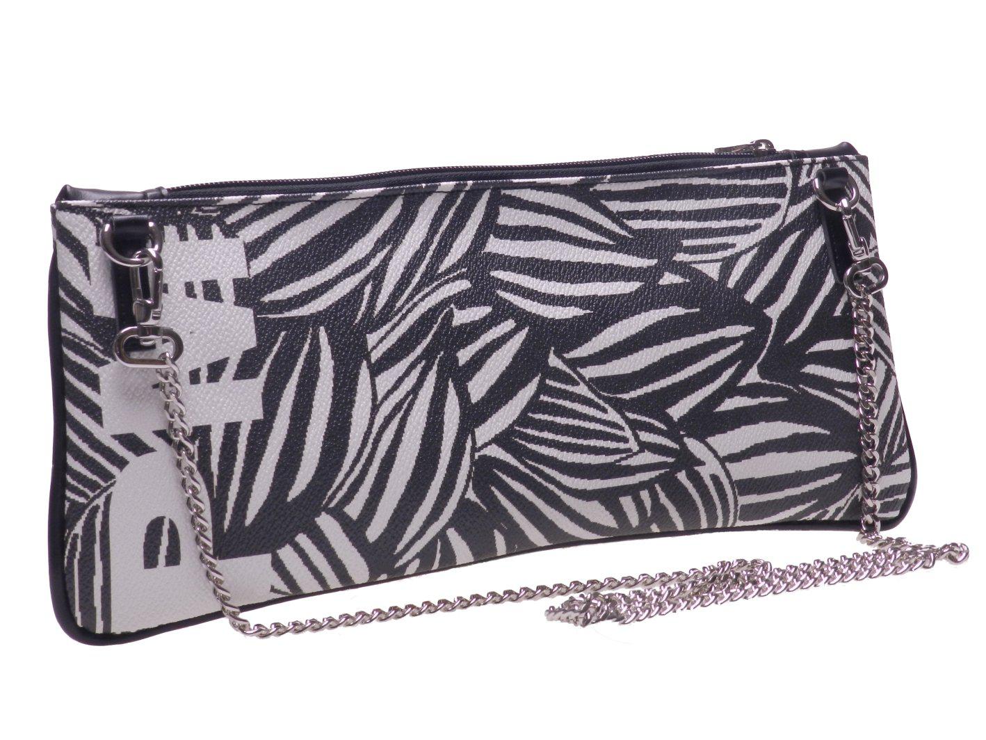 POCHETTE PAUL MECCANICO IN HAMMERED ECOLOGICAL LEATHER. RIBELLA MODEL OPTICAL BLACK & WHITE FANTASY. - Unique Pieces Paul Meccanico